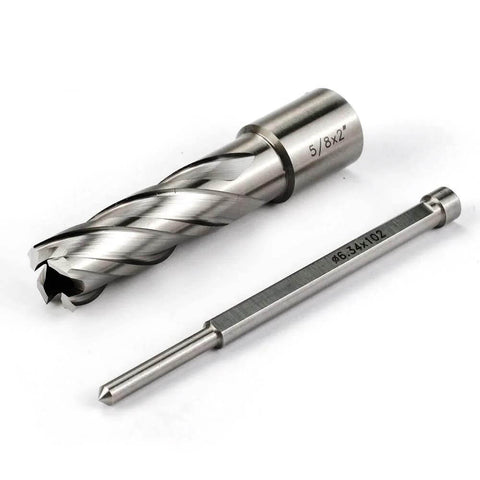 Oscarbide 5/8x2 HSS annular cutter with Weldon shank and pilot pin for magnetic drill press, 2-piece set