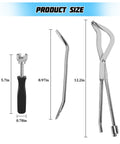 3 Piece Car Drum Brake Tool Kit With Spring Compressor Brake Spoon And Double Ended Pliers For Universal Automotive Drum Repair Install Remove Adjust Set Black showing tool sizes