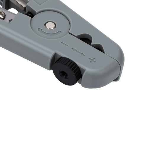 Close-up view of Hilitand Compact Wire Stripper And Cutter Tool with durable SK5 steel blade and strong ABS body.
