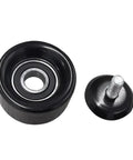 Heavy Duty V Ribbed Belt Tensioner And Idler Pulley Kit For 2.0L Or 2.4L Four Cylinder Engines On 2006 Through 2015 Models, Keeps Your Drive Train Running Smooth Without Any Messy Greasing Required. black idler pulley and tensioner pulley with bearing and threaded bolt