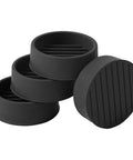 Heavy Duty Rubber Furniture Caster Cups, 1.5 Inch Non Slip Round Floor Savers With Raised Rib Traction stacked on a surface.