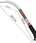 Professional Grade Tooth Pitch Sickle With Non Slip Handle for garden and nursery, 16.5 in length, showing dimensions