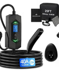 Top Tier Level Two EV Charger With NACS Connector And NEMA 14-50 Plug For Tesla And All Electric Vehicles 40 Amp 9.6 kW Wall Mount Box with 25ft cable.