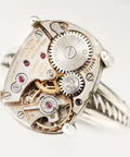 Steampunk Gear Ring With Time Traveler Design Metal Alloy Mechanical Ring featuring exposed gearwork and intricate details