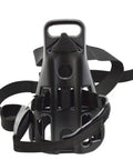 Black tank backpack with anti skid holder for oxygen cylinders dive tank bracket underwater sports gear adjustable straps visible