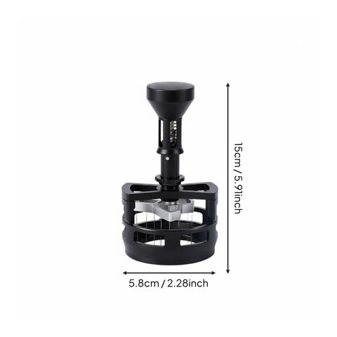 Solid Game Changer Espresso Pin Distributor And Coffee Clump Breaker Tool For Portafilter, 15cm black aluminum tool with comfort grip.