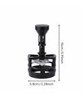 Slap On This Game Changing Espresso Pin Distributor And Coffee Wedge Tool That Knocks Out Clumps And Spreads Grounds Flawlessly For Barista Level Shots Without Breaking A Sweat At Home Or The Cafe In Sleek Black And 58mm, showing 15cm height, 5.8cm width.