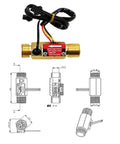 All In One Water Flow Totalizer And Flow Meter With Digital LCD Display And Hall Effect Sensor For Half Inch Pipe Tracks 1 To 25