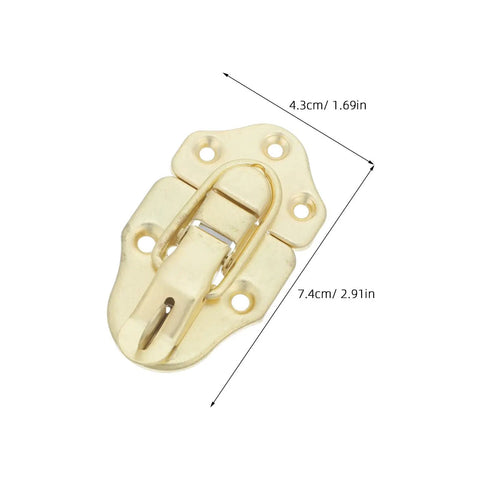 Rock Solid 6-Piece Golden Toolbox Hasp Latch Set Featuring Heavy Duty Toggle Buckles For Wooden Cases Secure Small Gear Storage Hardware, gold metal latch, 7.4cm x 4.3cm.