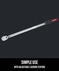 Torque Wrench One Half Inch Drive Adjustable 50 To 250 Ft Lb With Locking Feature Bi Material Handle And Durable Case