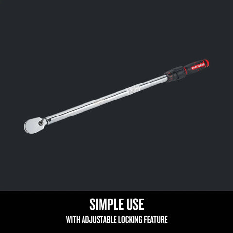Torque Wrench One Half Inch Drive Adjustable 50 To 250 Ft Lb With Locking Feature Bi Material Handle And Durable Case