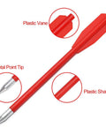 Red 6.3 inch crossbow bolt with plastic vane and shaft, metal tip visible from 60 Pcs 6.3 Inch Crossbow Bolts Set For 50 80 Lb Mini Crossbows