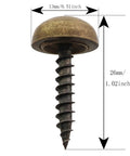 Built Tough Pure Brass Decorative Screws With Smooth Thumbtack Heads For Wall Art And Glass Mounting 13Mm Heavy Duty Self Tapping Hardware Easy Install Wall Hanging Accents No Rust Home Project Game Changer close-up showing dimensions and design