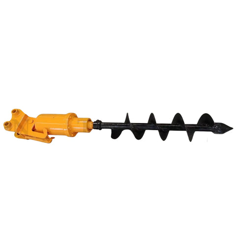 Beefy Heavy Duty 200mm Hydraulic Earth Auger Attachment For 2 To 3.5 Ton Mini Excavators, black and yellow design