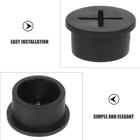 Dope Black Desk Cable Grommet Kit For Quick Clean Cable Management 20 Pack Round Hole Covers For Wiring Easy Install Rubber Grommets Keep Cables Hidden And Neat Fits Most Desks Office Setup Upgrade, black rubber desk cable grommet with cross slot
