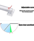 Diagram of Automatic Door Closer 60Kg Heavy Duty with Soft Closure and Adjustable Gas Spring showing screw and positioning stop.