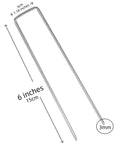 Sturdy 6 Inch Galvanized Steel Garden Stakes For Securing Weed Fabric Landscape Netting Ground Sheets Fleece And Christmas Decor Tough As Nails Heavy Duty Pegs Durable Outdoor Lawn And Garden Essentials 50 Pack, showing dimensions and thickness