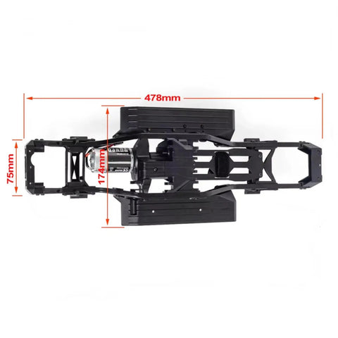 Top view of TRX4 D90 313mm Wheelbase RC Crawler Chassis Frame Builders Kit With 2 Speed Transmission 35T 550 Motor DIY Upgrade Part