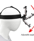 First Person POV Head Mount Phone Holder, adjustable angle for outdoor filming, showing headband and phone clip