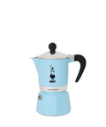 Rainbow Stovetop Espresso Maker Moka Pot For 3 Cups Aluminum Light Blue With Easy Pour Spout And Ergonomic Anti Scald Handle