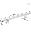 Heavy Hitter Wall Mounted Stair Handrail Built Tough From Rust Proof Stainless Steel With A Sleek Silver Finish dimensions 76cm length, 5.1cm height