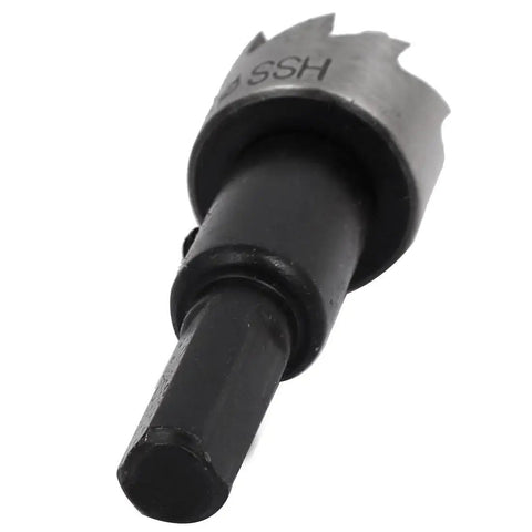 Close-up of a single HSS hole saw from the 18.2mm Hole Saw Set Pro Grade With 66mm Length And HSS Material Includes Spring Loaded Twist Drill Bits And 4 Hole Saws Plus 4 Hex Wrenches For Precise 13mm Cutting Depth In Wood Metal Plastic, showing its teeth.