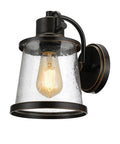 Oil Rubbed Bronze Outdoor Indoor Wall Sconce With Seeded Glass Shade No Fuss Easy Install 1 Light LED Bulb Included 500 Lumens