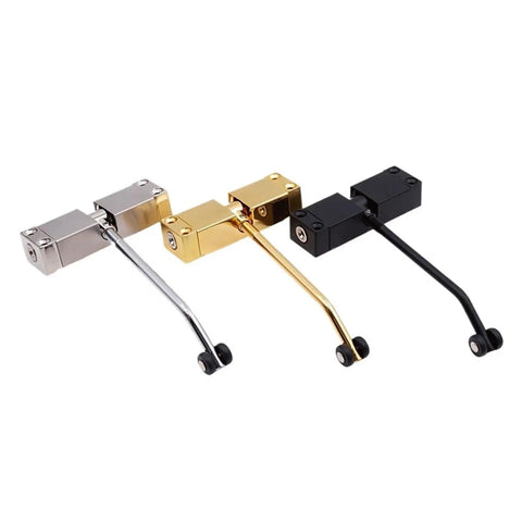 Stainless Steel Automatic Spring Door Closer Hardware for Doors and Furniture, Adjustable Closing Tension, Smooth Quiet Operation, Style E in silver
