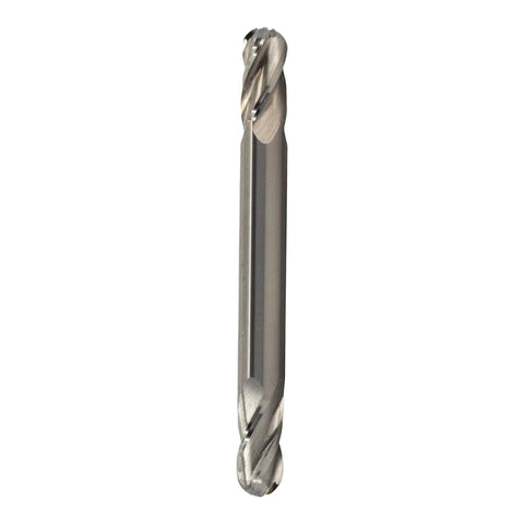 Beefy 1/4 In Shank Carbide End Mill, 4 Flute Tin Coated, Double End Stub Mill, Non Center Cutting, 2-1/2 In Overall Length.