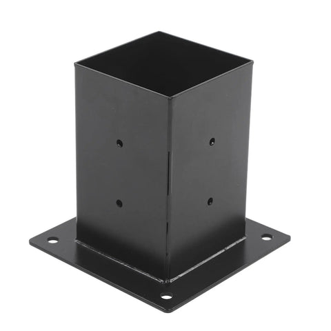 Super Sturdy Steel Bracket Kit For DIY Elevated Wood Stands Featuring Rustproof Coating eight piece hardware set, black steel mounting bracket.