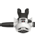 Front view of MK25 EVO S620 Ti White Yoke Dive Regulator System with air balanced piston and XTIS thermal insulation.