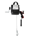 Rock Solid 12V Boat Winch With 300W Copper Motor, featuring manual crank and electric control cable for easy hauling.