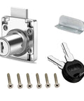 Go-To Silver Cabinet Drawer Lock With 19Mm Hole Fits 17Mm-22Mm Door Panels Zinc Material Ideal For Desks Cabinets Includes screws and keys