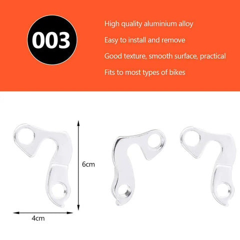 Rear Derailleur Hanger For Mountain Bike Aluminum Alloy Dropout Adapter Tail Hook shown with size dimensions 6x4cm.