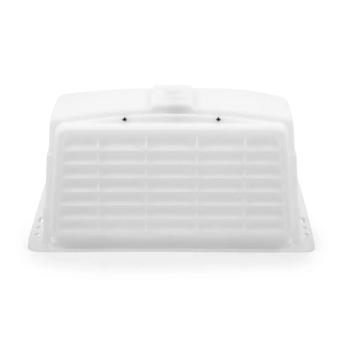 Front view of White RV Roof Vent Cover 10 Pack For Air Flow And Light In All Weather, aerodynamic design for campers and trailers.
