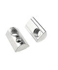 Pack Of Twelve Heavy Duty M8 T Slot Nuts Featuring Super Grippy Spring Ball Loaded Heads, carbon steel and nickel plated.