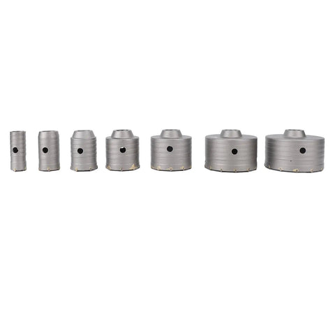 Premium Tungsten Steel Concrete Hole Saw Kit For HVAC And Plumbing Drilling Multi Material 30mm To 110mm Heavy Duty Set 7 Pieces, seven sizes