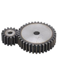 Beefy Steel Motor Pinion And Spur Gear Set For Heavy Duty Machines Two Point Five M Modulus Ten To Twenty Five Tooth Options