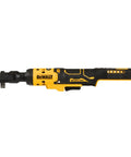 Atomic 20V Max Cordless Ratchet 3/8 Inch Brushless, Tool Only, Up To 70 Ft-Lbs Torque, side view of tool with LED work light