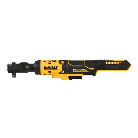 Atomic 20V Max Cordless Ratchet 3/8 Inch Brushless, Tool Only, Up To 70 Ft-Lbs Torque, side view of tool with LED work light