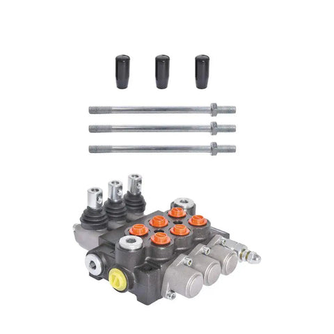 Triple Spool 13GPM 3600PSI Hydraulic Directional Control Valve With SAE Ports Double Acting For Small Tractors Loaders And Log Splitters Built Tough Cast Iron Construction For Long Lasting Performance