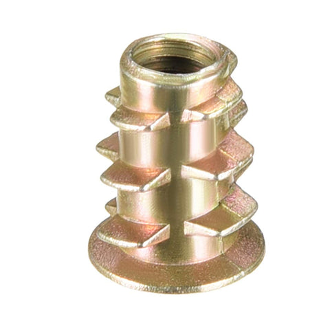 Beefy Zinc Alloy M4 Furniture Threaded Insert Nuts, 10mm Length, 8mm OD, Internal Threads M4, 50 Pack For Wood Furniture shown in detail