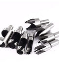 Top Shelf Eight Piece Wood Plug Cutter Set With Straight And Tapered Chamfer Drill Bits For Precision Woodworking Joinery Projects, high carbon steel tools.