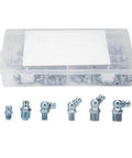 Grease Fittings Kit 110 Pcs Zinc Iron 45 Degree And 90 Degree Nipples Nozzles And Tips For Heavy Duty Machinery Bearings And Engineering Equipment