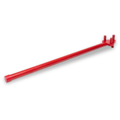 Get your hands on this Marshalltown Qlt Manual Rebar Bender, a 34-inch red steel tool for bending rebar efficiently.
