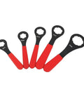 Heavy Duty O-Type ER16 ER20 ER25 ER32 Collet Wrench And Spanner For CNC Mill Machine Tool Chuck with red handles.