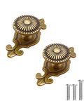 Antique Brass Mushroom Cabinet Knobs With Backplates, 2 Pack, Gold Finish, Durable Zinc Alloy, 4 screws for easy install