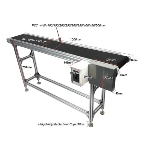 Adjustable Speed Belt Conveyor System with Lightweight Aluminum Alloy Frame for heavy duty industrial transport