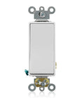 Decora Plus Rocker Single Pole AC Quiet Switch 20 Amp 120 to 277 Volt 5621 2W White with terminals visible