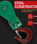 Two Pack Snatch Block With Hook, 2 Ton Working Load, 3 Inch Sheave, 3/8 Inch Wire Rope Compatible, for Off Road Recovery